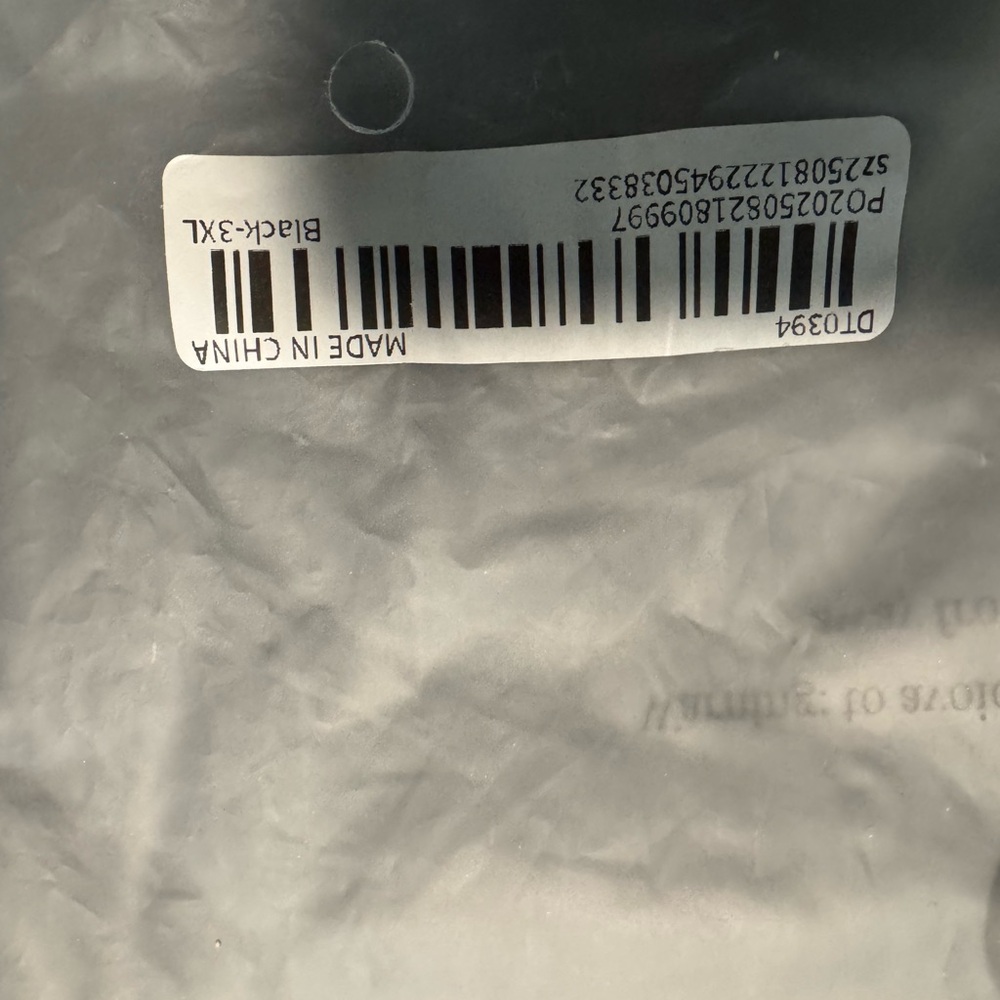 Black 3XL Garment